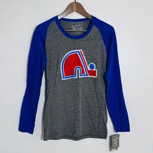 NWT NHL Quebec Nordiques Vintage Logo Raglan T-Shirt "Old Time Hockey" Size M